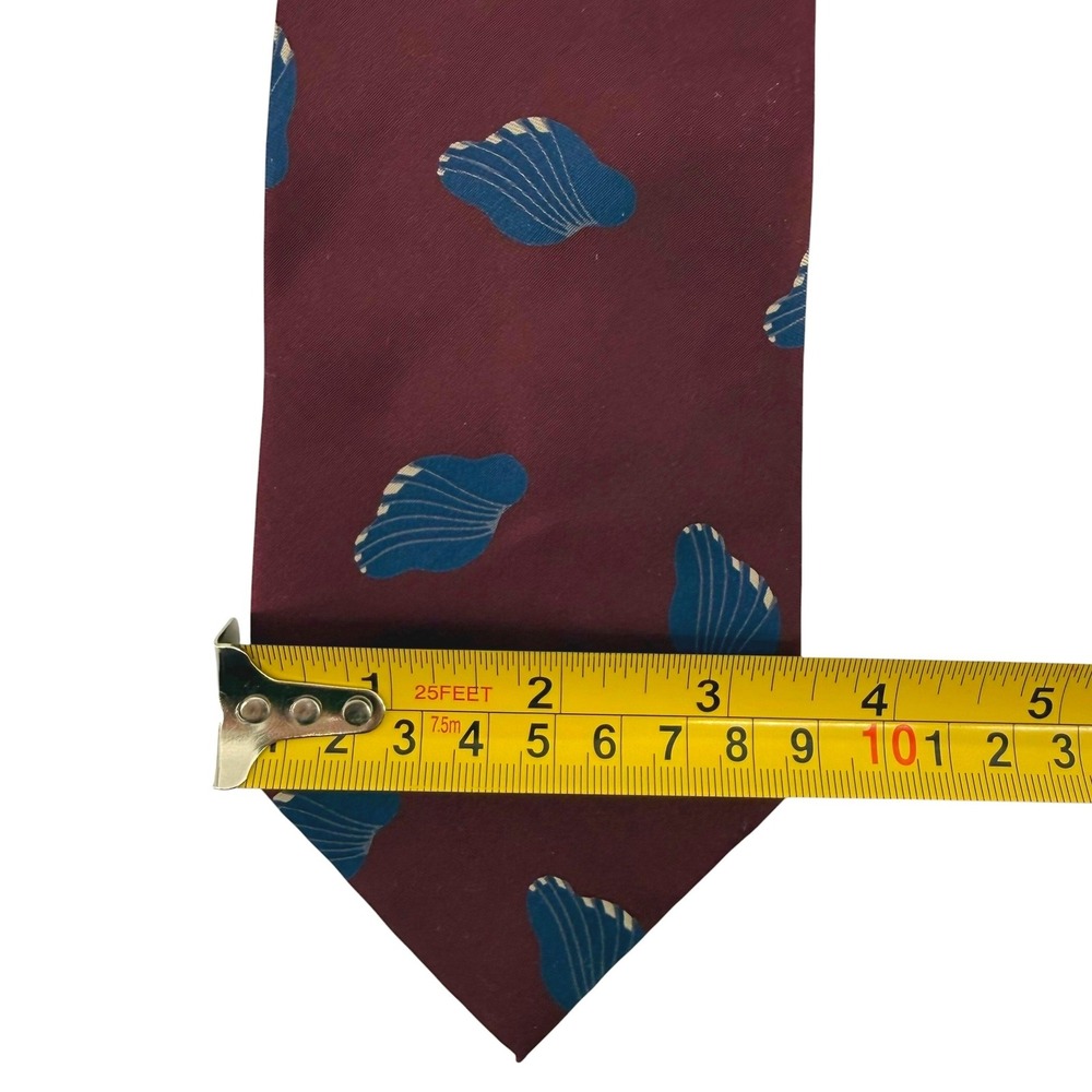 Giorgio Armani Mens Silk Tie Burgundy Blue Shell Pattern Made in Italy Luxury - Picture 5 of 5